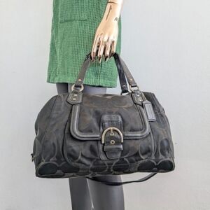 🍍Coach Campbell Signature Satchel Black and Gray